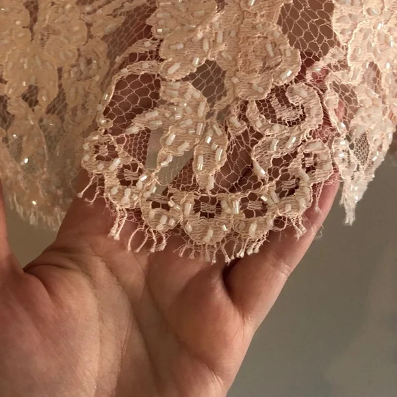 Vintage Rickie Freeman for Teri Jon Pink Beaded Lace Tank Top - Picture 3 of 7